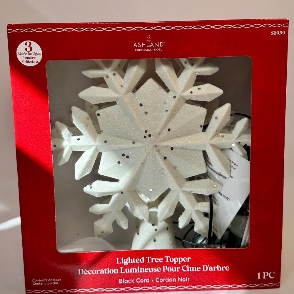 Ashland Glitter Snowflake Lighted Tree Topper Christmas Decor